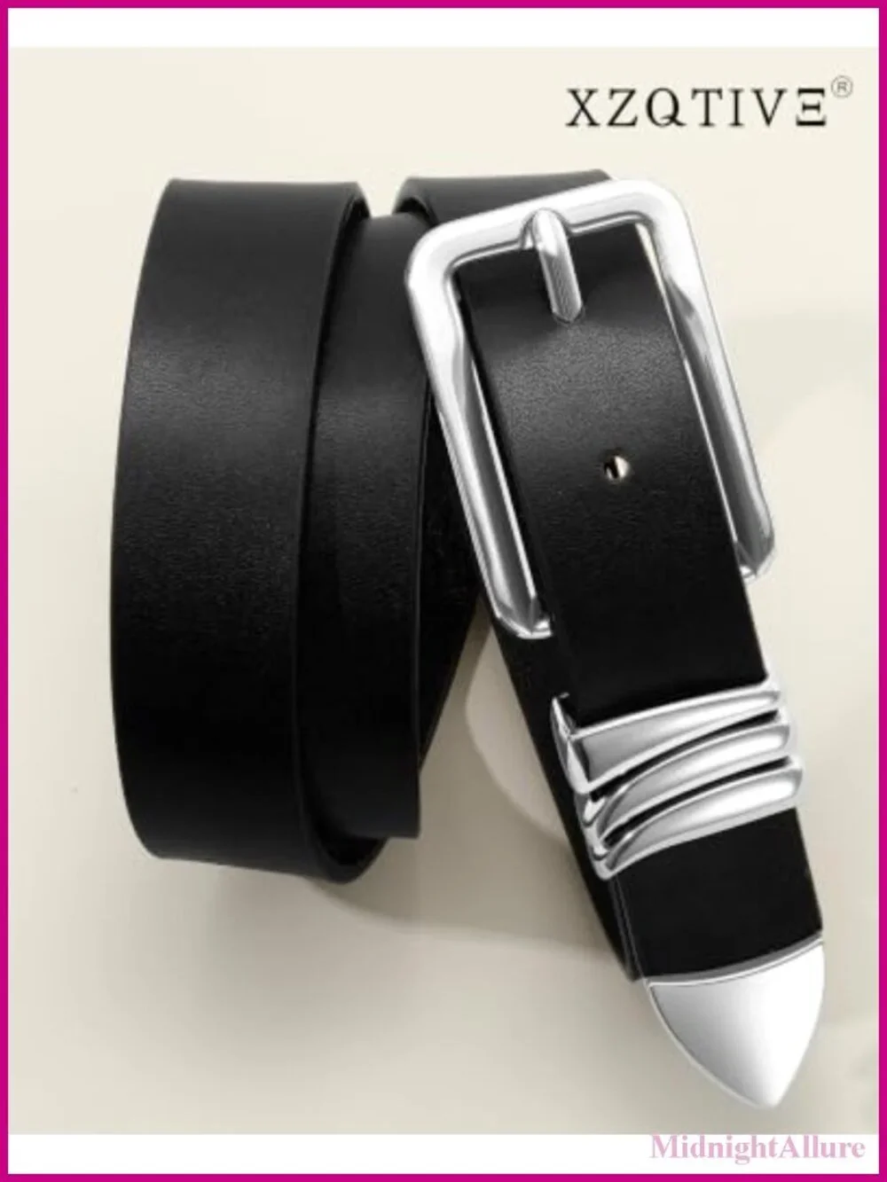 Women's Faux Leather Belt Gold Buckle Adjustable Waist Slim